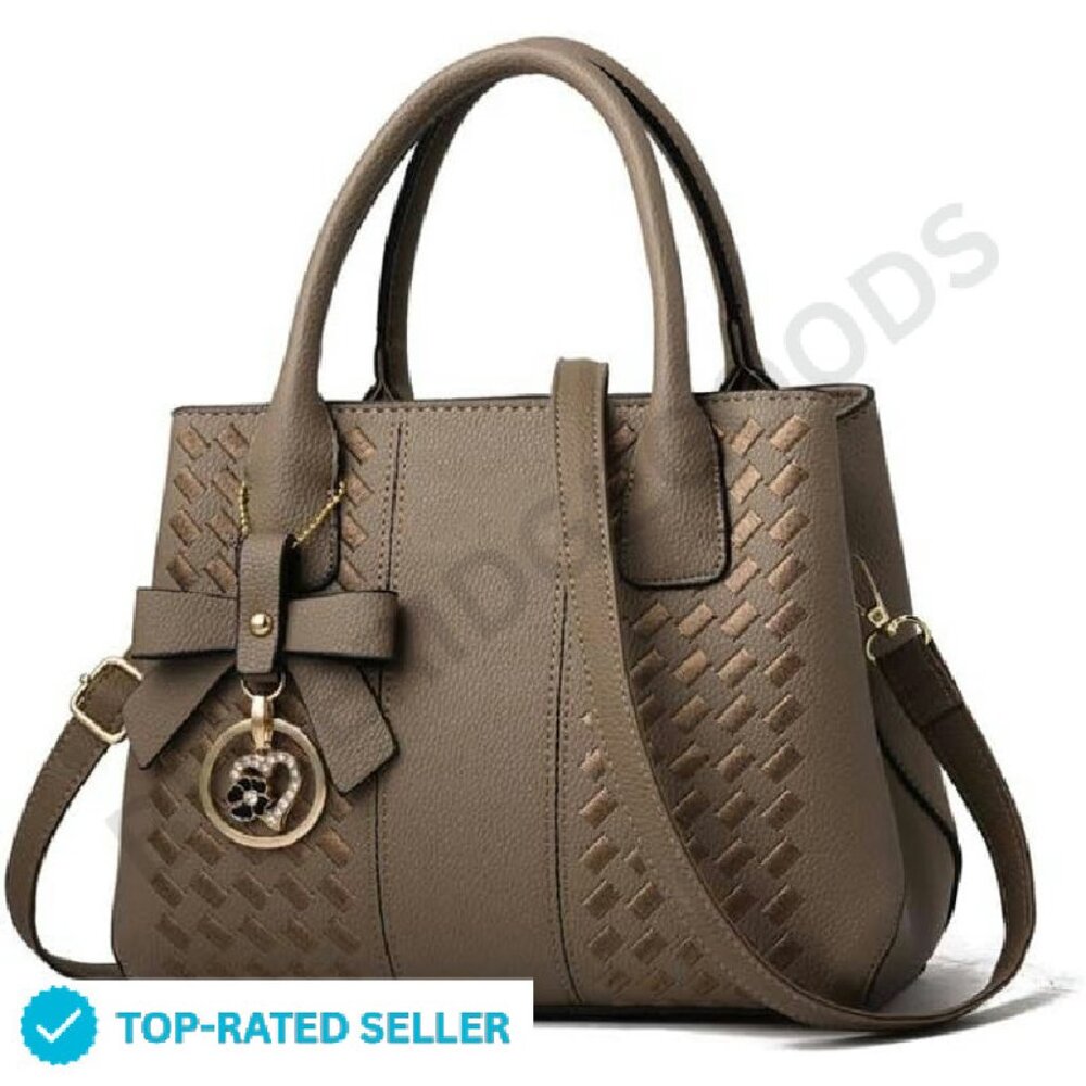 Pu Leather Top Handle Satchel Shoulder Tote Bag Elegant Chic Classic